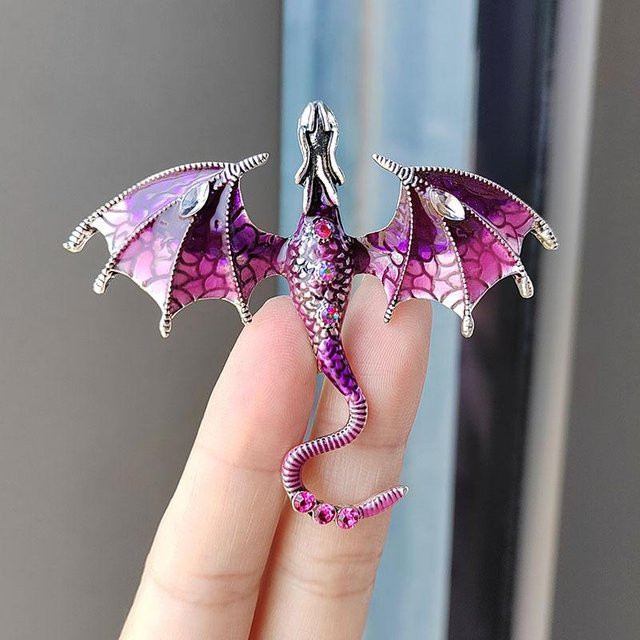 Happypilot Brosche Drache, Emaille, violett, Zirkonia, Kristall, Unisex - Bild 1
