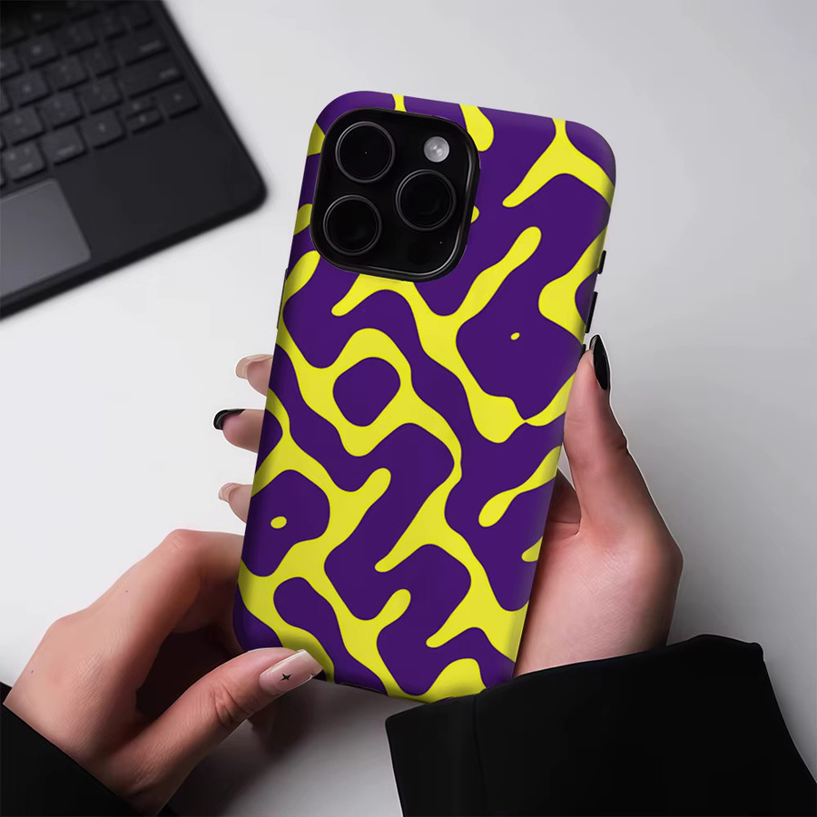 Magnetische iPhone Hülle mit lila-gelber Wellenform, Tough Case für iPhone 17, 16, 15 Pro Max und Plus - Bild 4