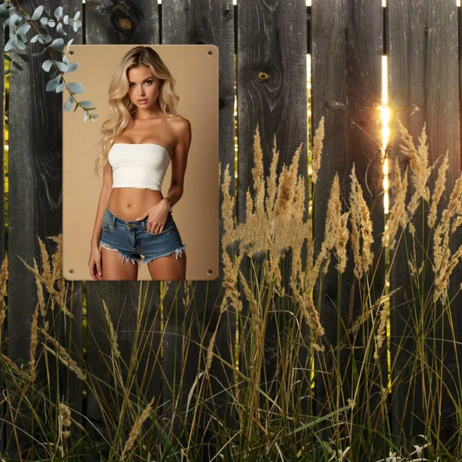 HELLOYOUNG Vintage Metall Wandkunst Blonde Lady Retro Eisen Dekor Portrait in Weiß - Bild 4