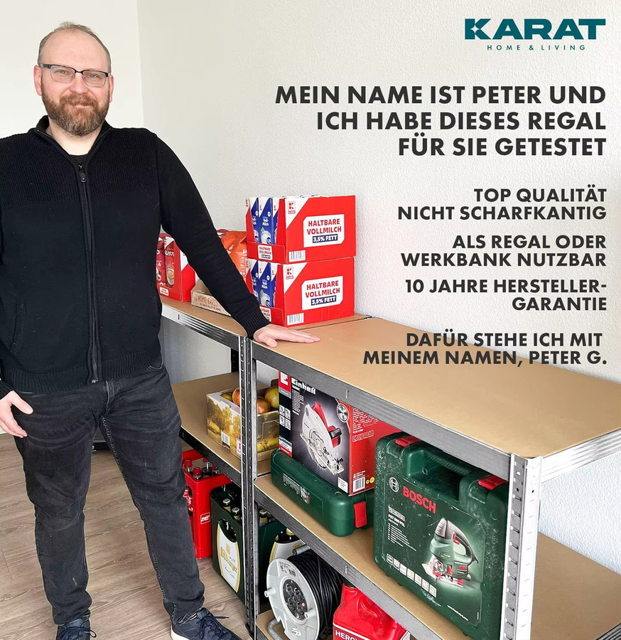 Floordirekt Lakota Schwerlastregal 2er Set mit Werkbank aus Metall in Blau - Bild 5