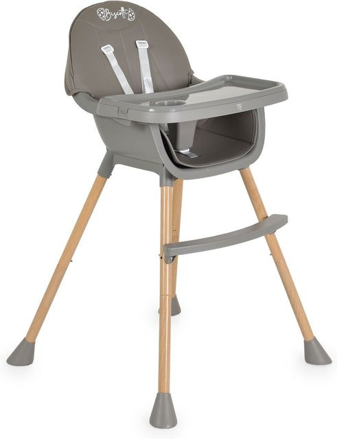 Moni Kinderhochstuhl Biscotti 2 in 1 Kinderstuhl mit Doppeltablett und Anti-Rutsch-Füßen in Grau - Bild 1