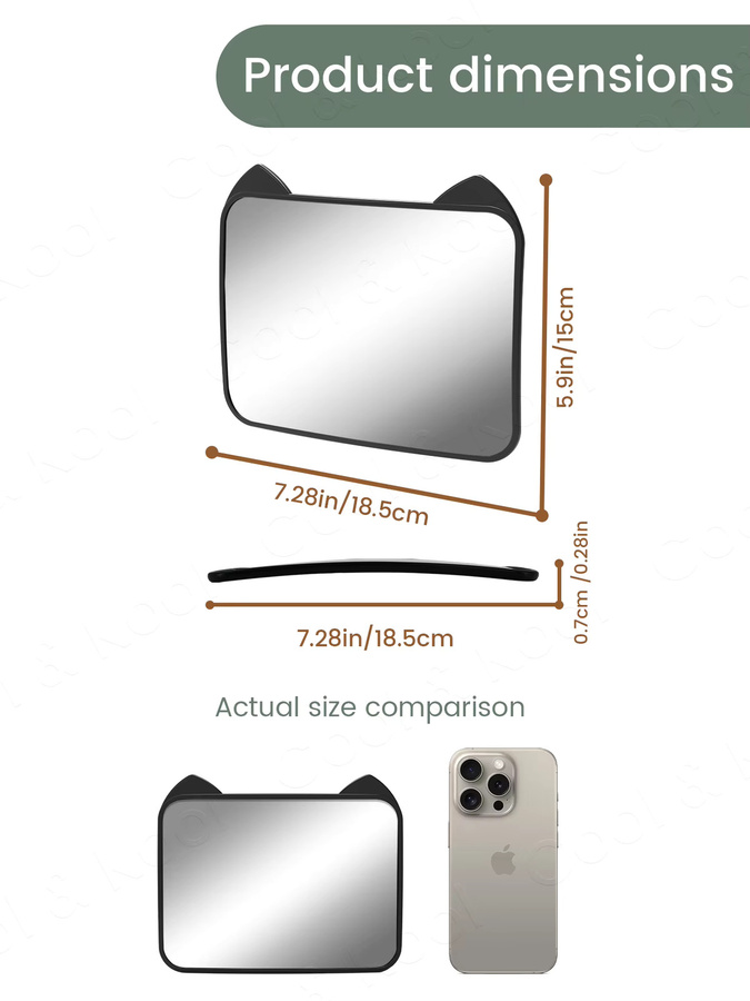 Kisslanding HD Anti-Glare Baby-Autospiegel mit Weitwinkel und Verstellbarkeit in Pink oder Schwarz - Bild 2
