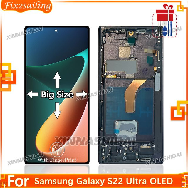 Samsung Galaxy S22 Ultra OLED LCD Display mit Touchscreen Digitizer Montage und Rahmen in Schwarz - Bild 1
