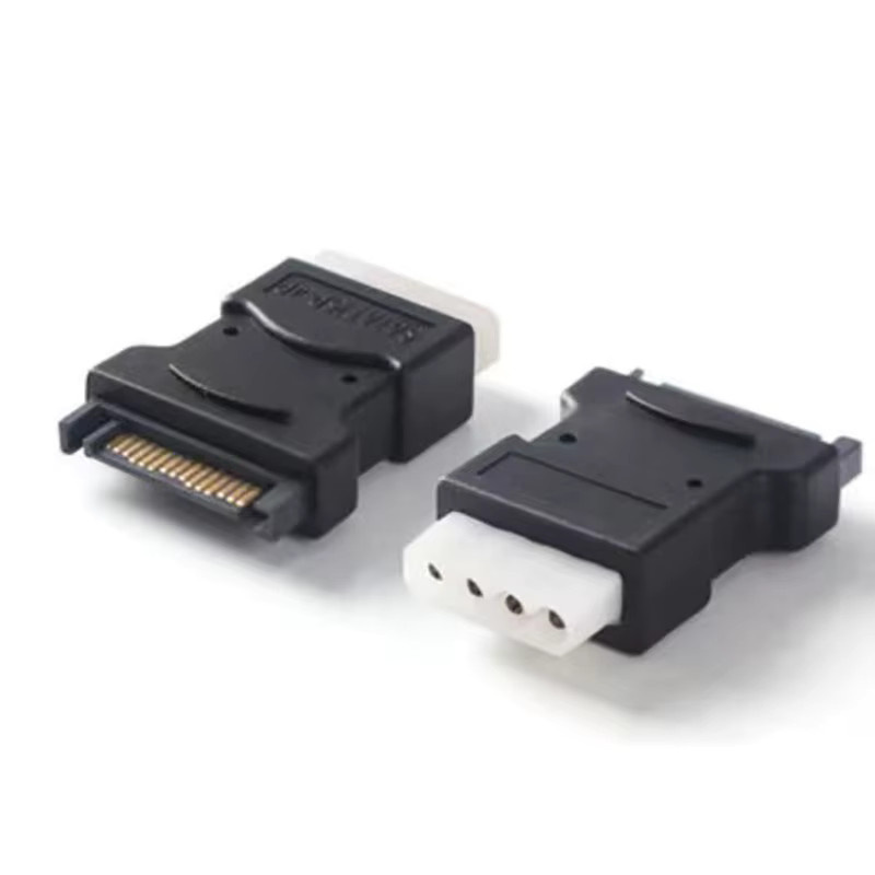 OULLX SATA auf Big 4PIN Konverter Stecker auf Stecker, SATA 15PIN zu 4Pin Molex IDE Netzteil Adapter Kabel, Schwarz - Bild 3