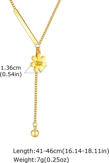 Vnox Halskette, Gänseblümchen-Charm, Edelstahl, Gold, Damen - Bild 1