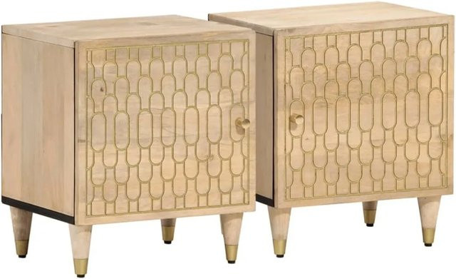 Set aus 2 Nachttischen von vidaXL aus Massivholz Mango in Braun, B/T/H: 40 x 33 x 46 cm - Bild 1