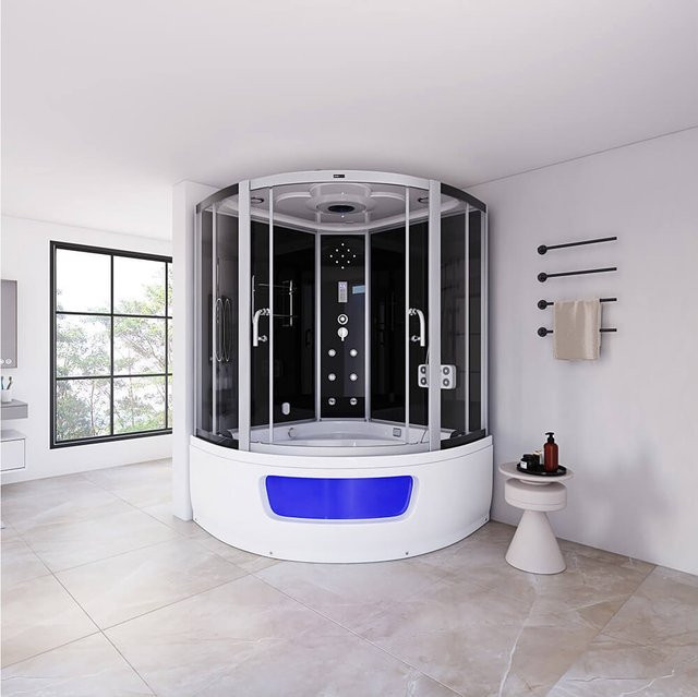 HOME DELUXE Dampfdusche EXCLUSIO mit Whirlpoolfunktion und Dampfsauna, Eckdusche, Schwarz, B/T/H: 135 x 135 x 135 cm - Bild 1