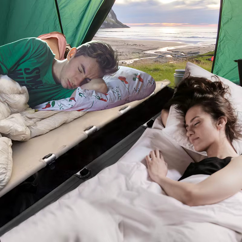 WESTTUNE Ultraleichtes Campingbett aus Aluminiumlegierung, zusammenklappbar und tragbar, Schwarz - Bild 6