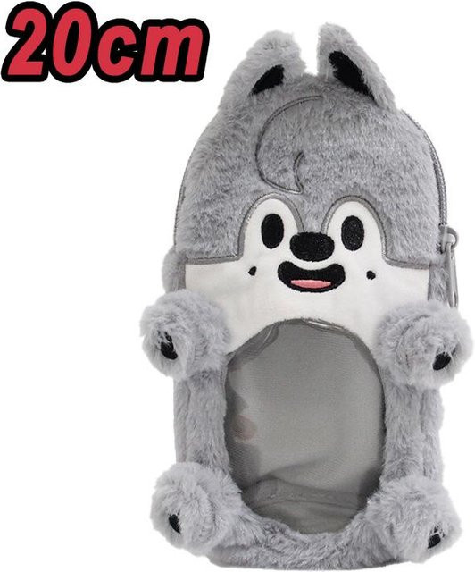 SKZOO Kpop Federmäppchen mit Plüschtier-Schlüsselanhänger in Grau - Bild 1