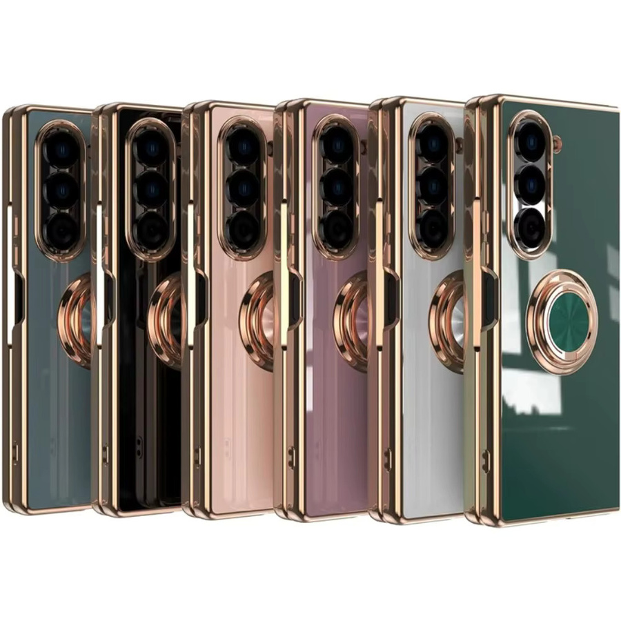 Stoßfeste Silikon-Schutzhülle mit Magnetring und Ständer für Samsung Galaxy Z Fold 8 Ultra, 7, 6, 5, 4 in Schwarz - Bild 4