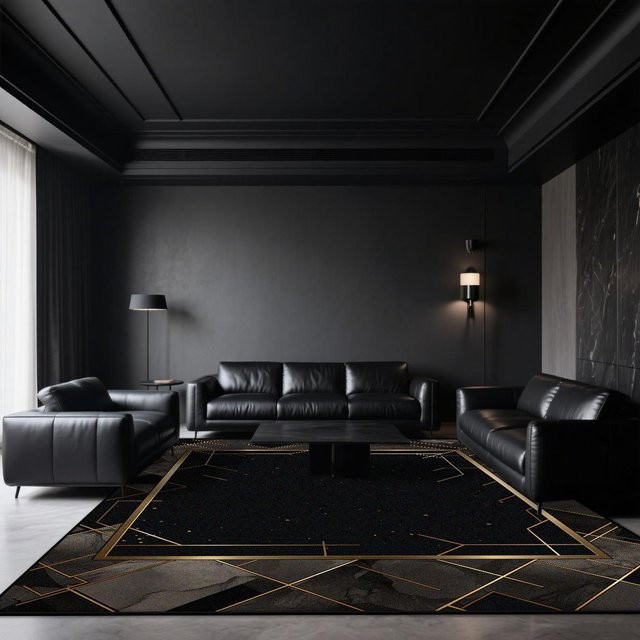Karpetti Kurzfloriger Samt Teppich in Schwarz mit Marmor-Optik, B/B: 160 x 230 cm - Bild 1
