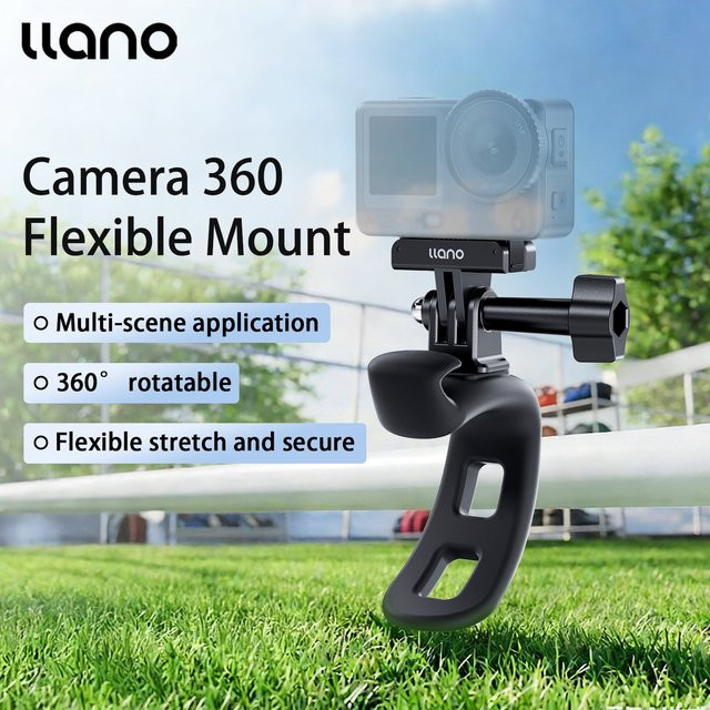 llano Kamera Flexibler Halter 360 Grad Gurtbandhalterung in Schwarz für DJI Action 6 5 Pro 4/3, GoPro Hero13 12 11 und AKASO sowie DJI Osmo - Bild 1