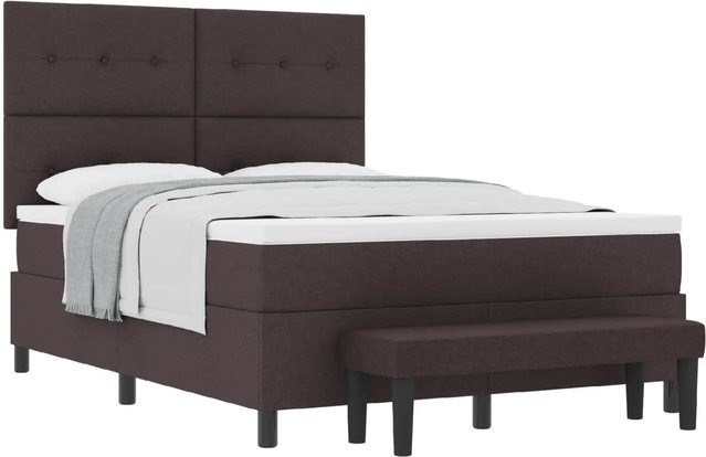 vidaXL Boxspringbett Dunkelbraun mit Matratze und Kopfteil aus Stoff, B/T/H: 160 x 200 x 280 cm - Bild 1