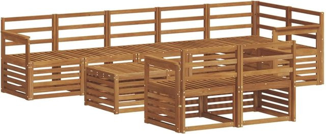 vidaXL Sofagarnitur 9-teilig aus Massivholz Akazie in Braun mit modernem U-Shape Design und Latten-Design - Bild 1