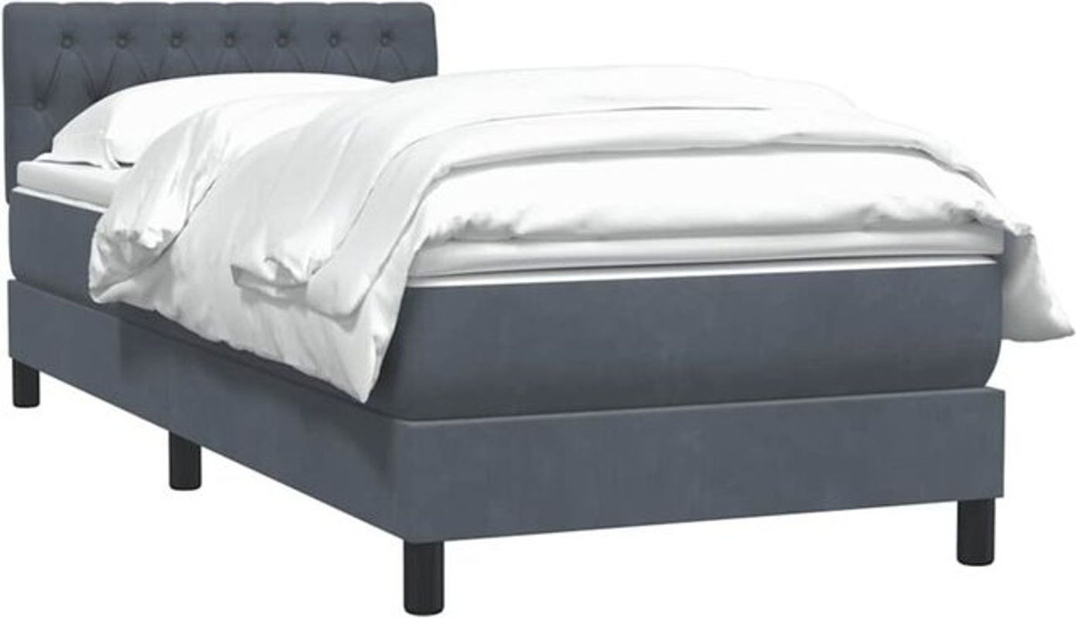 vidaxl Boxspringbett mit Matratze aus Samt in Dunkelgrau B/L: 80 x 220 cm - Bild 1