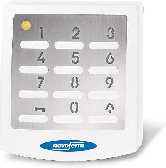 Novoferm Funktaster Testfeld beleuchtet aus Edelstahl in Weiß mit 433 MHz und Batterie - Bild 1