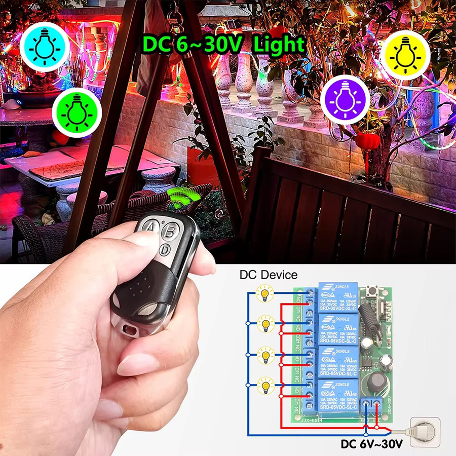 SLMPLEFUN RF Universal Wireless Fernbedienung Schalter 433 MHz mit 10A Relais Empfänger und Sender für Garagentor, Motoren oder Lampen - Bild 3