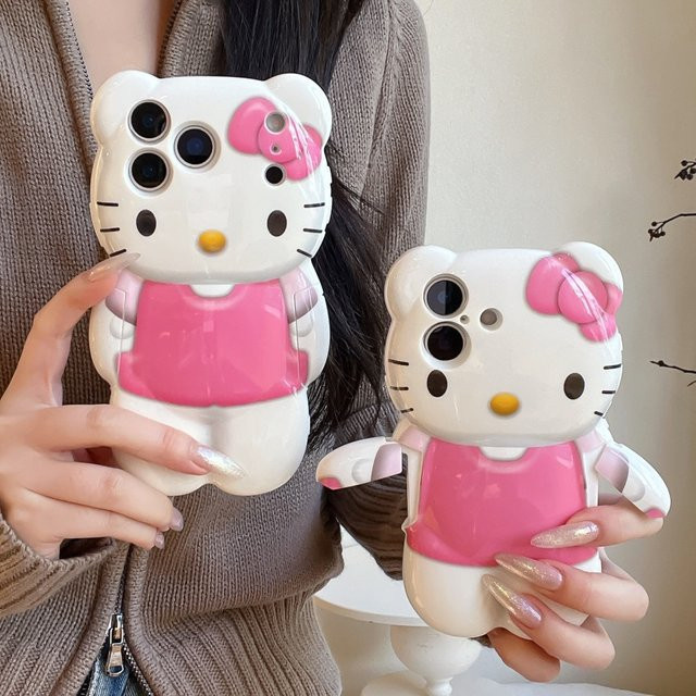 Sanrio KT Bär Silikon Handyhülle in Pink für iPhone Modelle, stoßfeste Hard Cover Schutzhülle - Bild 1