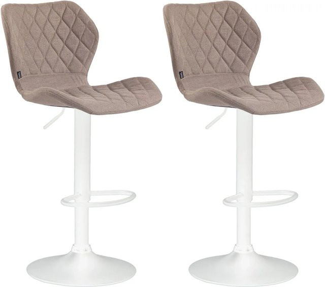 CLP 2er Set Barhocker Cork in Taupe/Weiß mit Stoffbezug und 360 Grad Drehsitz - Bild 1