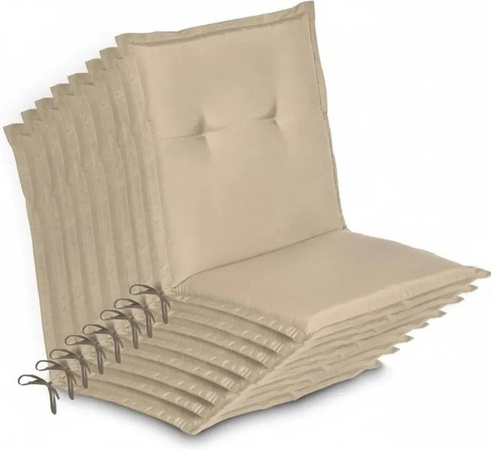Beautissu 8er Set Auflagen für Niedriglehner Gartenstühle Loft Natur Beige B/T/H: 100 x 50 x 6 cm