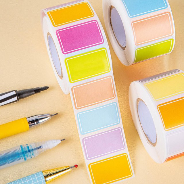 Bunte selbstklebende Etiketten für Journaling und Umzug, wasserfeste Aufkleber als Namensschilder, B/H: 1,5 x 2,5 cm, Mehrfarbig - Bild 1