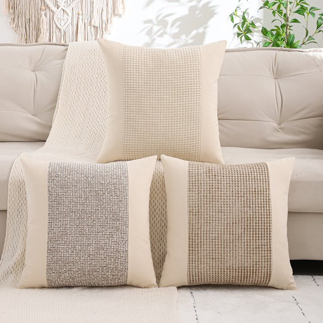 Miater Jacquard-Kissenbezug aus Segeltuch in Grau, 1-teilig - Bild 1