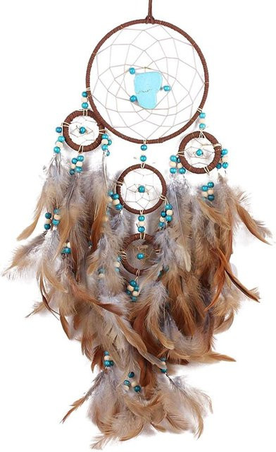 Handgefertigter Boho Traumfänger von happybuySE als Wanddeko in Braun und Grau - Bild 1
