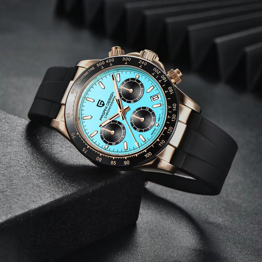 Pagani Design Armbanduhr, Chronograph, Quarz, Edelstahl, Blau, Herren - Bild 2