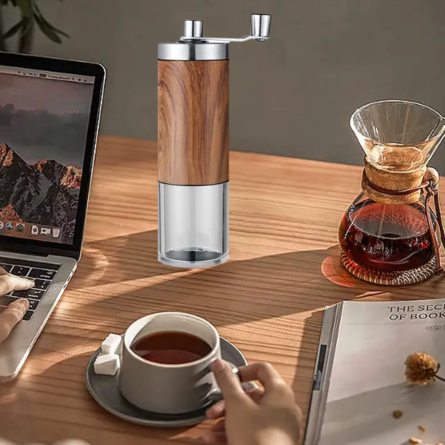 Manuelle Kaffeemühle aus Edelstahl von Easy Time in Silber mit verstellbaren Mahlgrad-Einstellungen für Kaffeebohnen und Camping - Bild 3