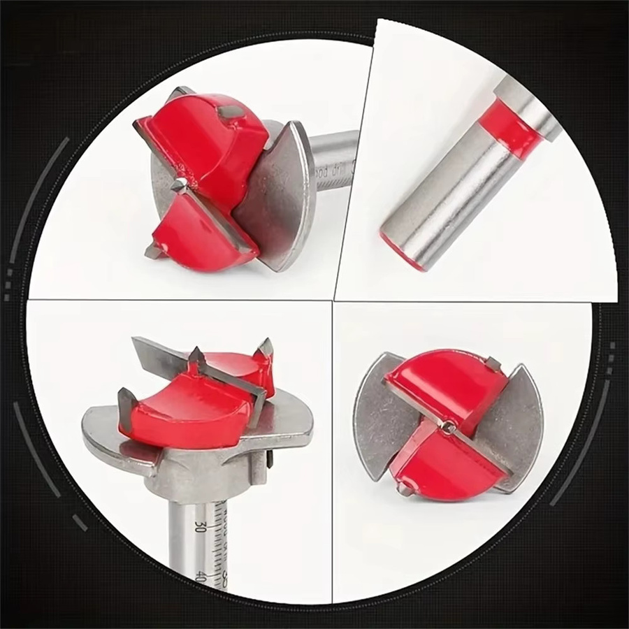 JENTORIX 5-teiliges Forstner-Bohrer-Set mit Holzbox, positionierbare Hartmetall-Flachflügelbohrer von 15 mm bis 35 mm - Bild 3