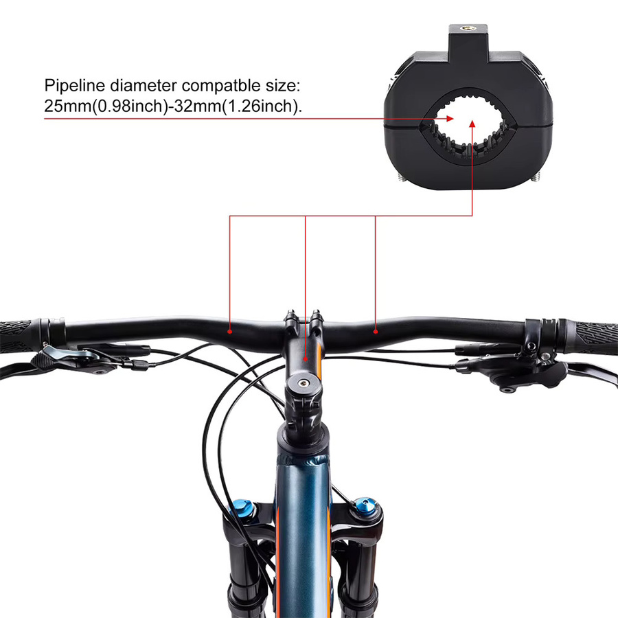 Universelle Fahrrad-Lenker-Montagehalterung für JBL Clip 5 in Schwarz mit verstellbarem Riemen - Bild 4