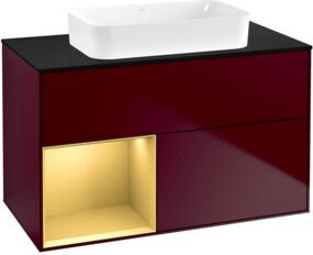 V&B Waschtischunterschrank Finion Wandbeleuchtung in Peony Matt mit Gold Matt, Breite: 100 cm, Tiefe: 60,3 cm - Bild 1