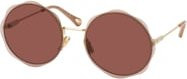 Chloé CH 0202S Sonnenbrille, Rund, Vollrand, Metall, Gold, Braun, Damen - Bild 1