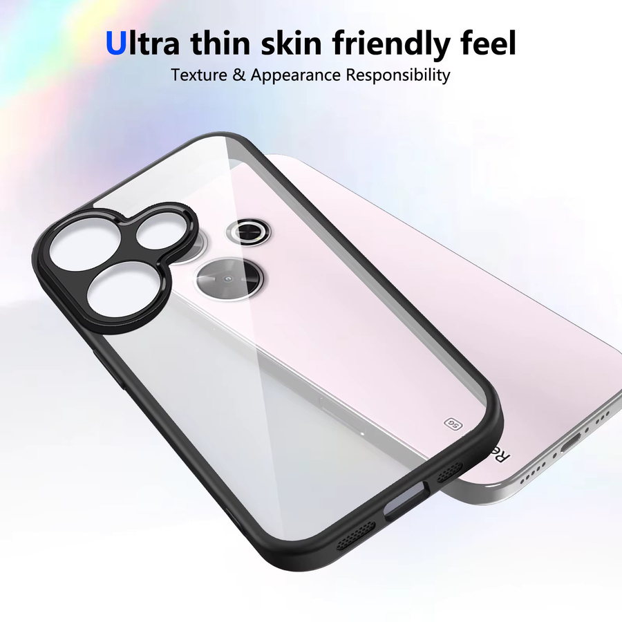 Xiaomi Poco M6 4G und 5G Schutzhülle aus Silikon mit matter transparenter Rückseite und hartem Stoßfänger in Transparent und Grau - Bild 2