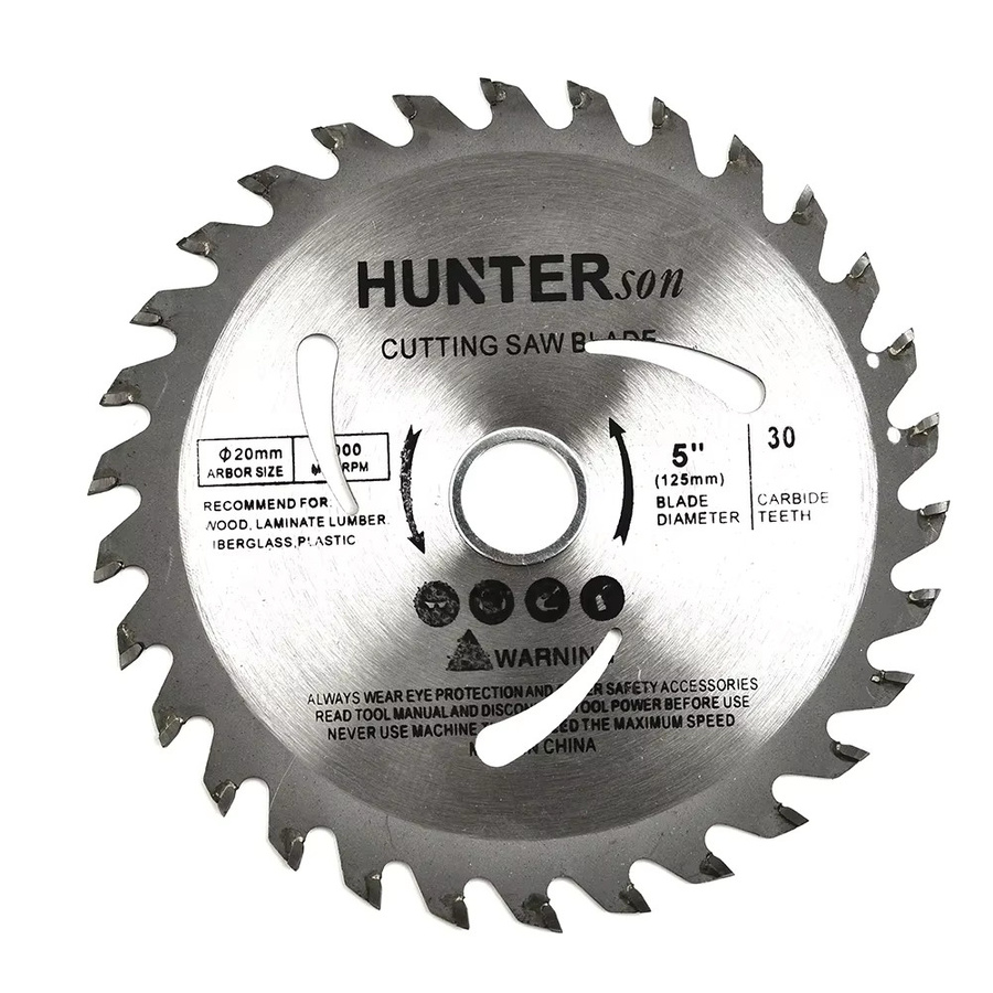 Kreissägeblatt für Holz mit Hartmetallspitze, 125 mm Durchmesser, 30 Zähne, 20 mm Bohrung, Farbe: Silber - Bild 2