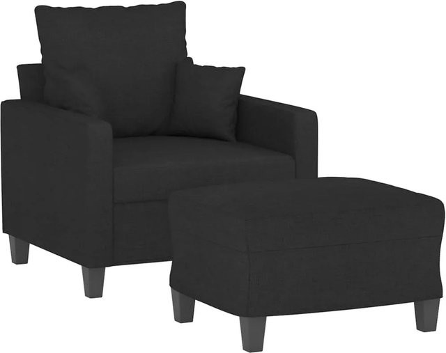 vidaXL Sessel mit Hocker in Schwarz aus Stoff mit Armlehnen für das Wohnzimmer - Bild 1