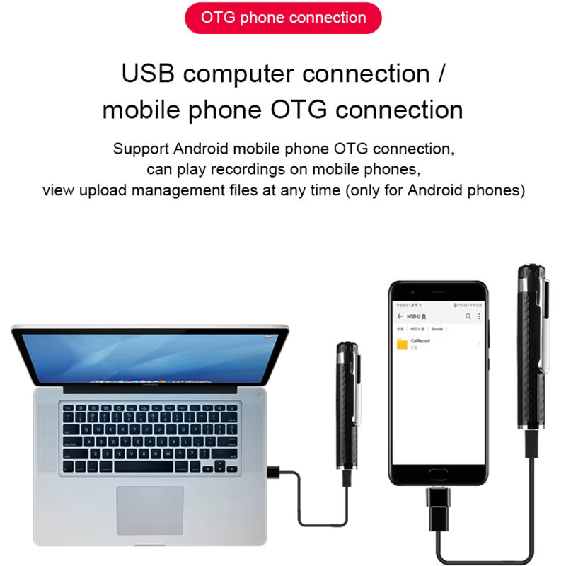 STTWUNAKE Mini-Stift-Aufnahmegerät mit Sprachaktivierung, professioneller digitaler USB-Stick Sprachrekorder in Schwarz - Bild 4