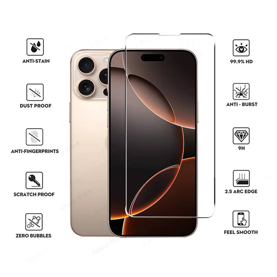 Amour Brave 5er-Pack Displayschutzfolie aus gehärtetem Glas für iPhone 17 16 15 14 13 12 Pro Max Plus Mini in Transparent - Bild 3