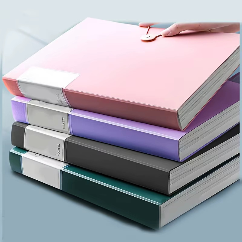 A4 Aktenordner mit 60 Taschen aus transparentem Kunststoff in Schwarz zur Organisation deiner Dokumente und Prüfpapiere - Bild 2