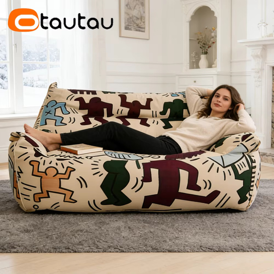 OTAUTAU 2-Sitzer Sitzsackbezug mit Graffiti-Design in Multicolour, Bezug für Sessel, Liege und Pouf, Modell SF409 - Bild 5
