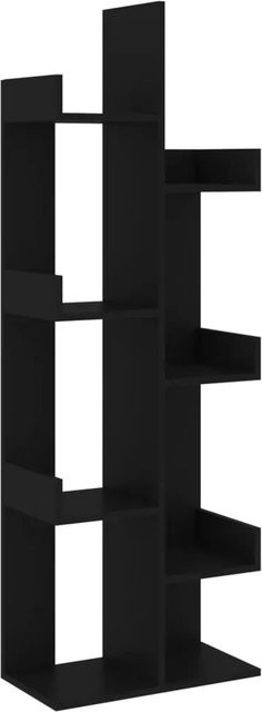 vidaXL Bücherregal Schwarz aus MDF, modern und matt, B/T/H: 48 x 25,5 x 140 cm - Bild 1