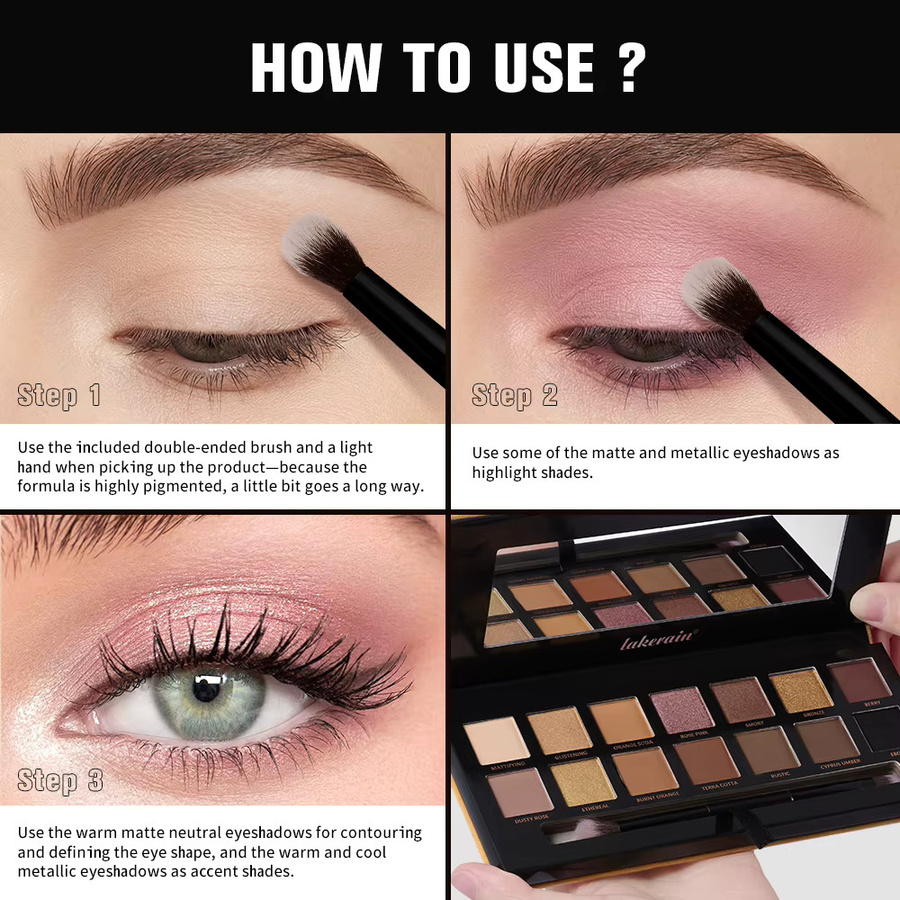 lakerain Lidschatten-Palette, 14 Farben, Glänzend und Matt, Unisex - Bild 3