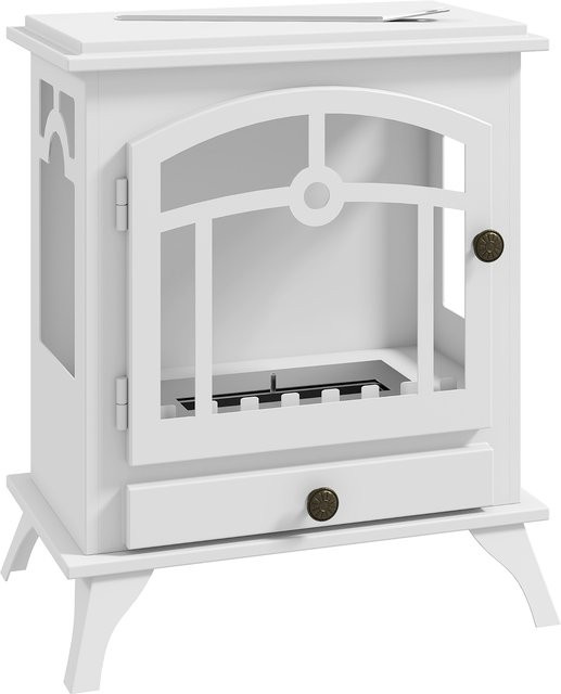 HOMCOM Bioethanol-Standkamin in Weiß mit 0,9 l Tank und Edelstahl-Löschstab für Innenräume, H x B x T: 54 x 45 x 28 cm - Bild 1