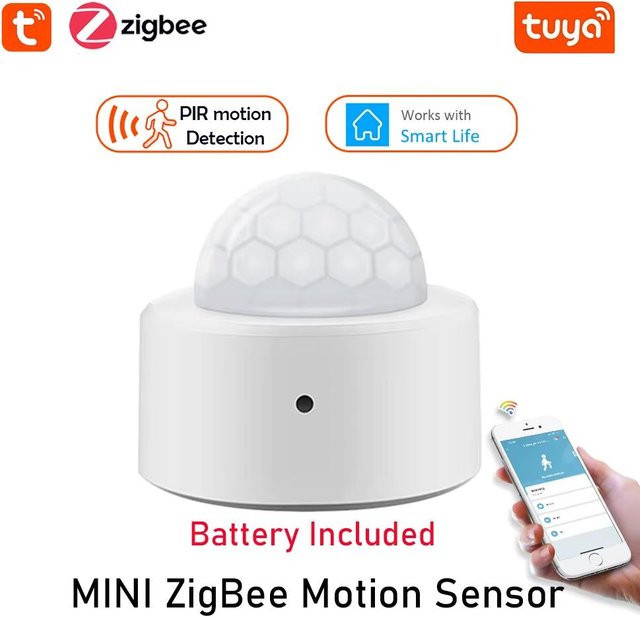 Tuya ZigBee PIR Bewegungssensor Infrarot-Detektor für Heimsicherheit mit App-Fernsteuerung und Alexa-Kompatibilität, Schwarz - Bild 1