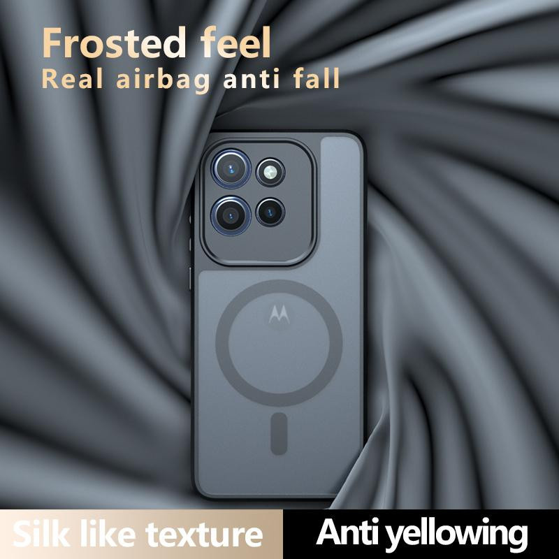 Stoßfeste magnetische Acryl-Matt-Hülle für Motorola Edge 50 NEO in Transparent Schwarz - Bild 2