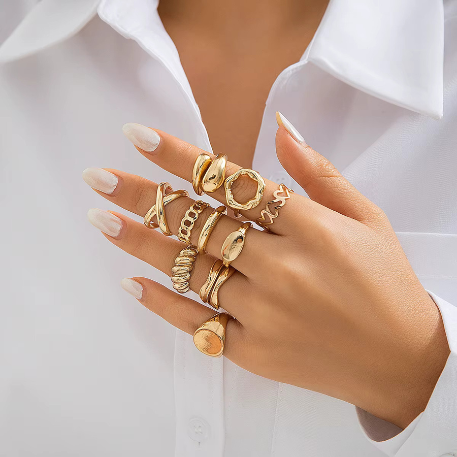 PuRui Ringe Set, Metall, Gold, Damen - Bild 2