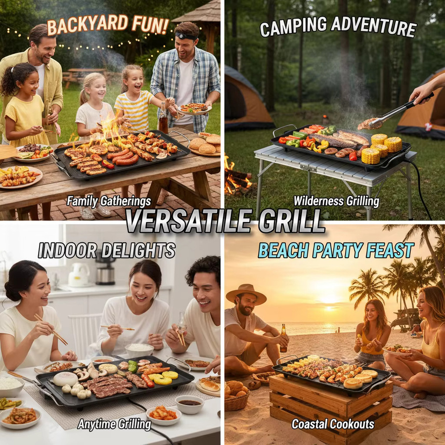 Bymaocar Elektrischer Tischgrill in Schwarz mit 1500W Leistung, B: 68 cm, T: 28 cm - Bild 4