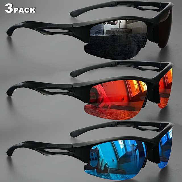 AWGSEE Sportsonnenbrille, Halbrahmen, Unisex, schwarz, polarisiert - Bild 1