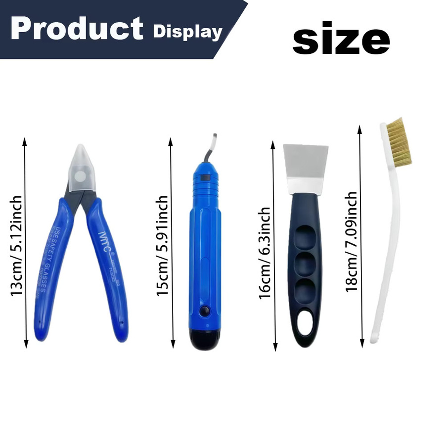 LIXIU 3D-Druckwerkzeug-Set aus Metall in Blau mit Scheren, Reinigungsnadeln, Pinzetten, Zangen und Entgratungsset - Bild 2