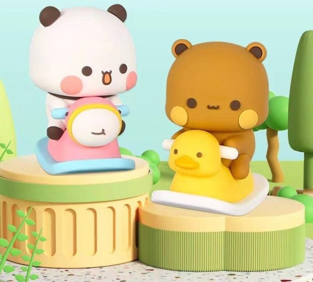 Kawaii Bubu Dudu Panda Bär Figur in Weiß und Braun als kreatives Tier-Modell für Auto-Ornamente und Tischdekoration - Bild 1